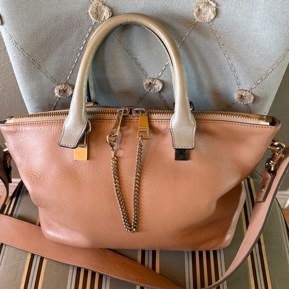 Chloe Baylee 2Way Satchel 🌟Stunning🌟 Bi-Color Leather Removable Adjustable Strap - Picture 3 of 16
